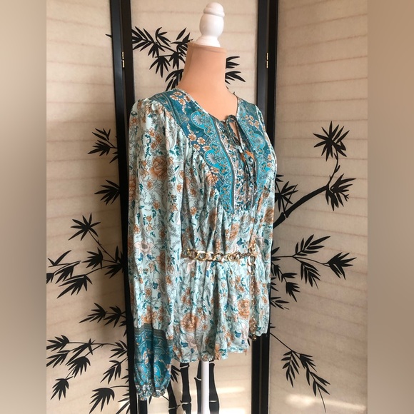 Kaywide Women's Casual Boho Floral Print Long Sleeve Blouse Plus Size 2XL - Picture 13 of 15